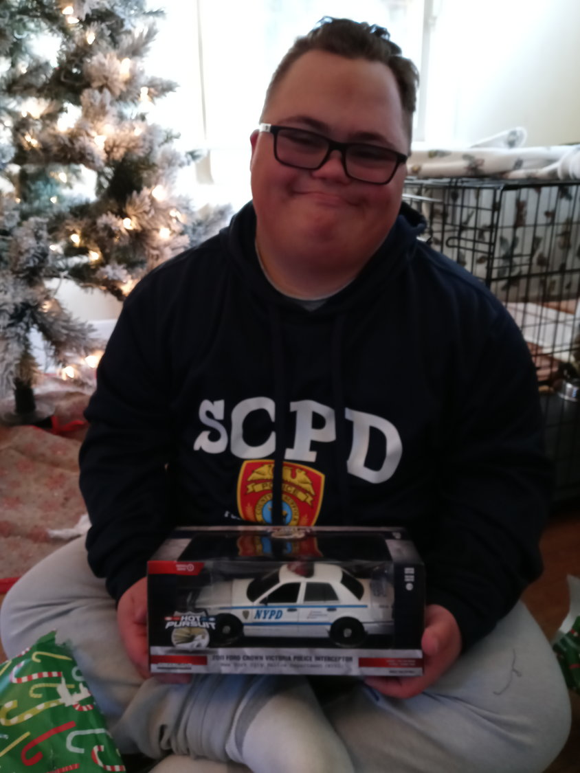 One of the gifts Jacob received to remember the day was a die-cast police car inscribed “P.O. Jacob” donated by Cop Shop in Massapequa.